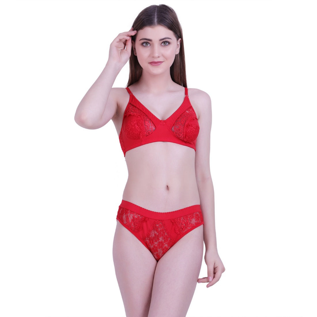 Women's Cotton Bra And Panty Set (Material: Cotton (Color: Red) - GillKart