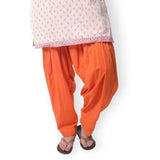 Women's Cotton Solid Patiyala (Color:Orange) - GillKart