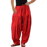 Women's Cotton Solid Patiyala (Color:Red) - GillKart