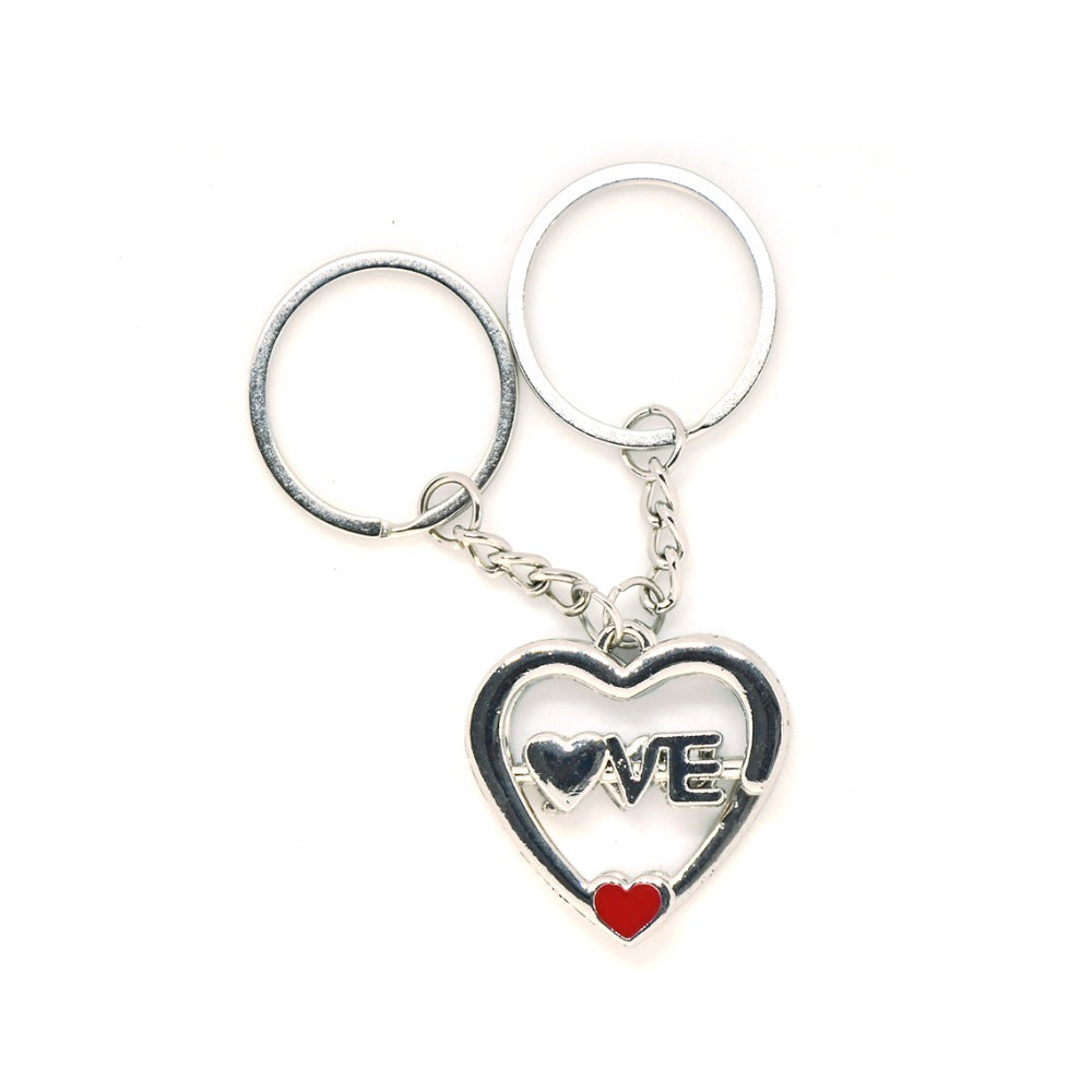 Love Heartin Couple Metal Magnet Keychain (Color: Assorted) - GillKart