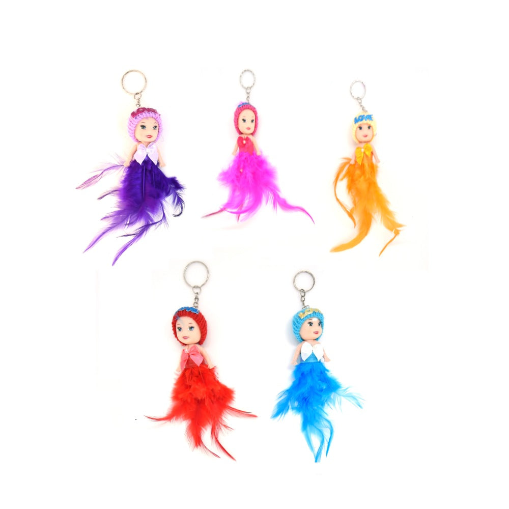 Pack of 5_Generic Feather Doll Keychain (Color: Assorted) - GillKart