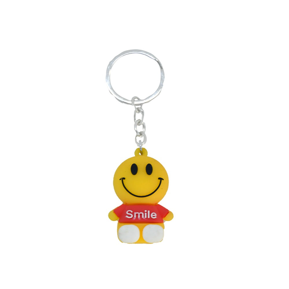 Pack of 5_Generic Rubber smile doll Key Chain (Color: Assorted) - GillKart
