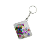 Pack Of 3_ 3D Cubes One Side Printed Rectangle Designer Keychain (Multi Color) - GillKart