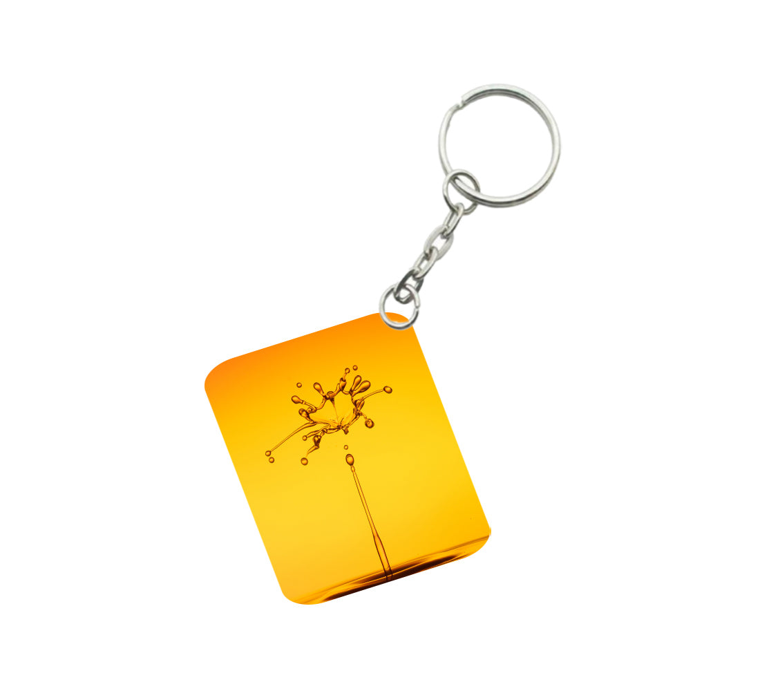 Pack Of 3_ Water Drop One Side Printed Rectangle Designer Keychain (Orange) - GillKart