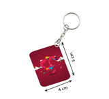 Pack Of 3_ True Love One Side Printed Rectangle Designer Keychain (Red) - GillKart