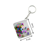 Pack Of 3_ 3D Cubes One Side Printed Rectangle Designer Keychain (Multi Color) - GillKart