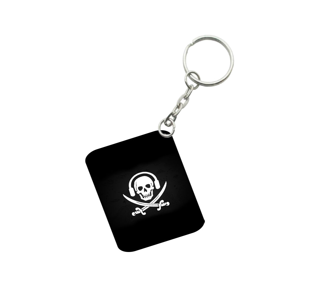 Pack Of 3_ Skull Symbols One Side Printed Rectangle Designer Keychain (Black) - GillKart