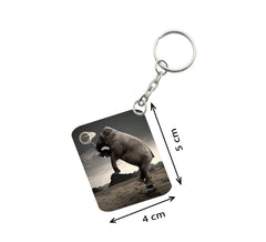 Pack Of 3_ Elephant Clip Art One Side Printed Rectangle Designer Keychain (Black) - GillKart