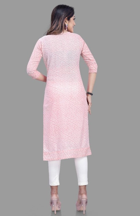 Women's Cotton Straight Kurti (Pink) - GillKart