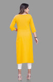 Women's Cotton Slub Straight Kurti (Yellow) - GillKart