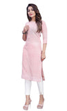 Women's Cotton Straight Kurti (Pink) - GillKart