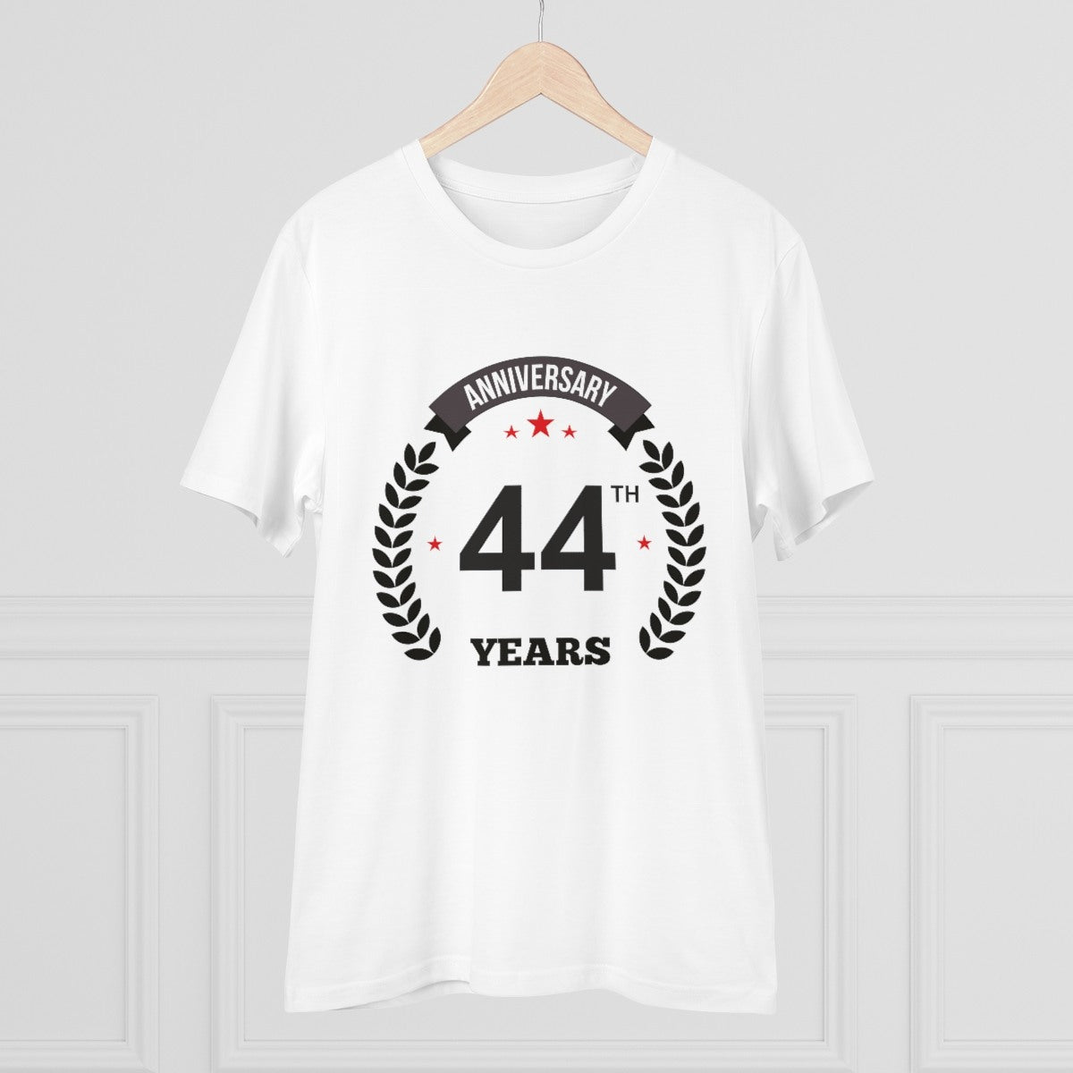 Men's PC Cotton 44th Anniversary Printed T Shirt (Color: White, Thread Count: 180GSM) - GillKart