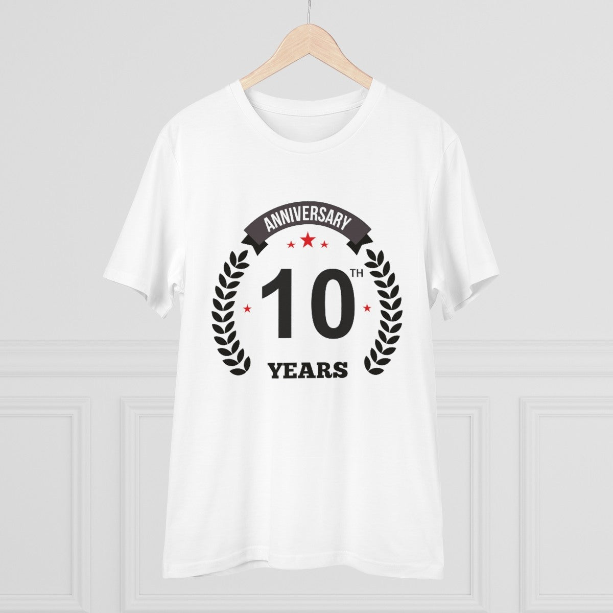 Men's PC Cotton 10th Anniversary Printed T Shirt (Color: White, Thread Count: 180GSM) - GillKart