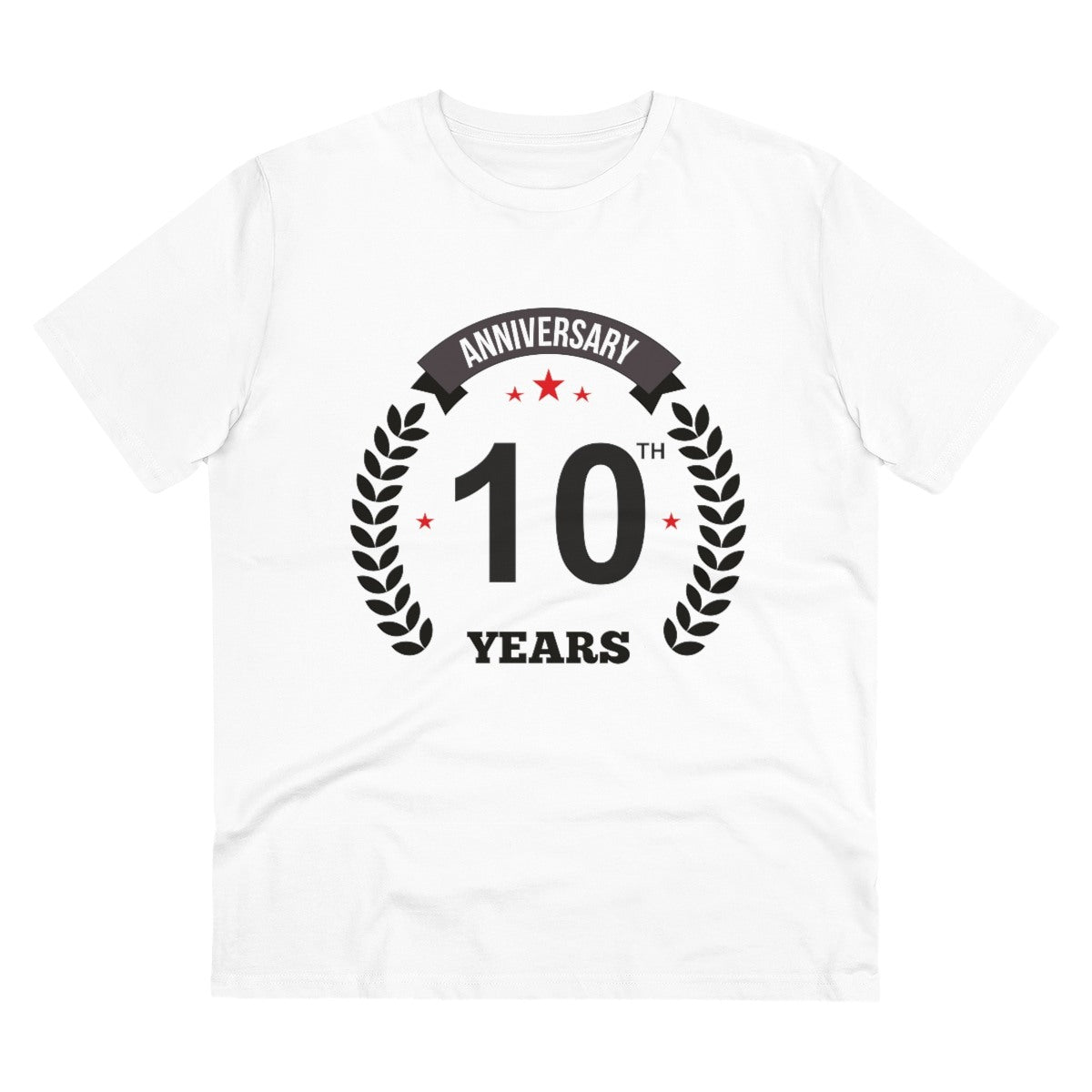 Men's PC Cotton 10th Anniversary Printed T Shirt (Color: White, Thread Count: 180GSM) - GillKart