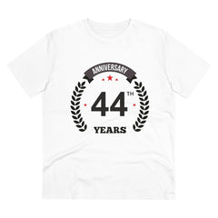 Men's PC Cotton 44th Anniversary Printed T Shirt (Color: White, Thread Count: 180GSM) - GillKart