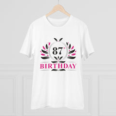 Men's PC Cotton 87th Birthday Printed T Shirt (Color: White, Thread Count: 180GSM) - GillKart