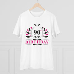 Men's PC Cotton 90th Birthday Printed T Shirt (Color: White, Thread Count: 180GSM) - GillKart