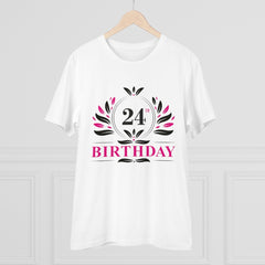Men's PC Cotton 24th Birthday Printed T Shirt (Color: White, Thread Count: 180GSM) - GillKart