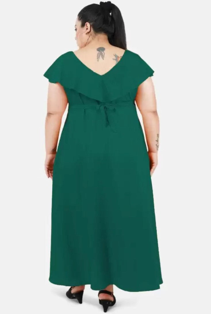 Women's Fit And Flare Green Dress (Color:Green, Material:Polyester) - GillKart