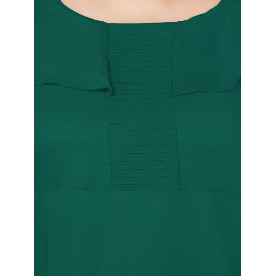 Women's Fit And Flare Green Dress (Color:Green, Material:Polyester) - GillKart