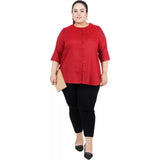 Women's Casual Solid Maroon Top (Color:Maroon, Material:Cotton Linen Blend) - GillKart