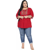 Women's Casual Embroidered Maroon Top (Color:Maroon, Material:Rayon) - GillKart