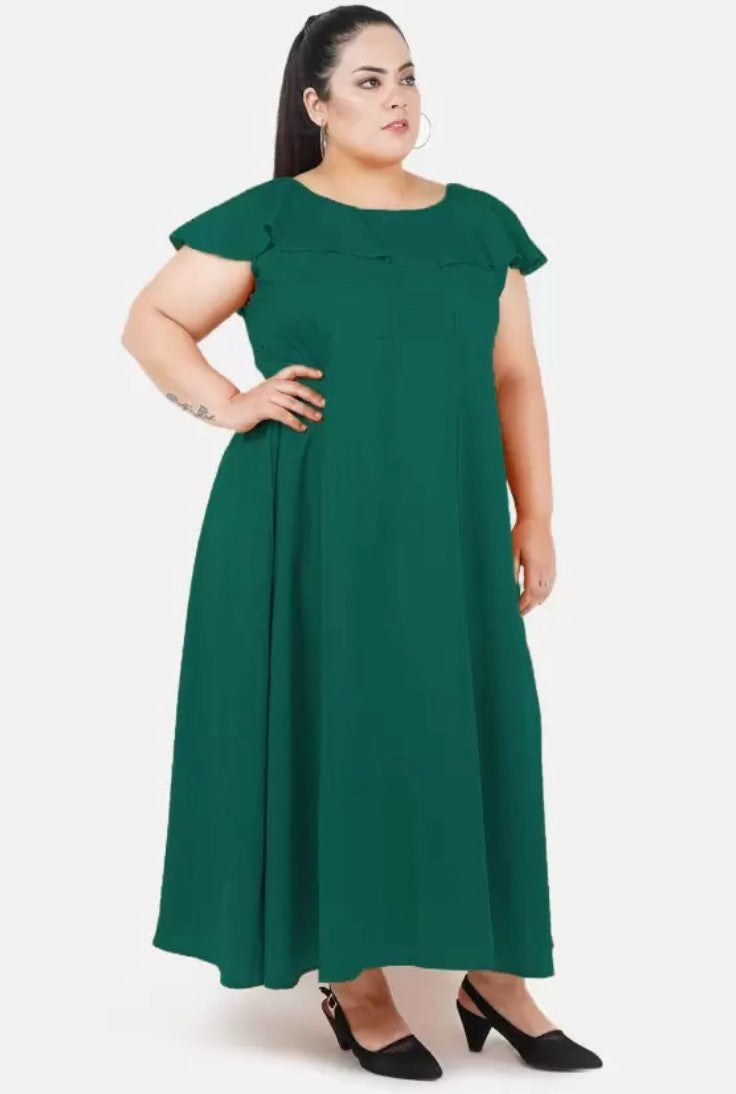 Women's Fit And Flare Green Dress (Color:Green, Material:Polyester) - GillKart