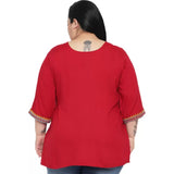 Women's Casual Embroidered Maroon Top (Color:Maroon, Material:Rayon) - GillKart