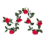 Artificial Rose Vine Flowers With Green Leaves For Home Party Garden Wall Decoration (Rani Pink, Material:Silk, Polyester) - GillKart