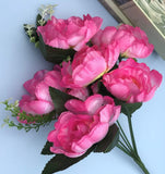 Artificial Flowers Bunch Bouquet Of 7 Poppy Flowers For Home Decoration (Light Pink, Material:Silk, Polyester) - GillKart