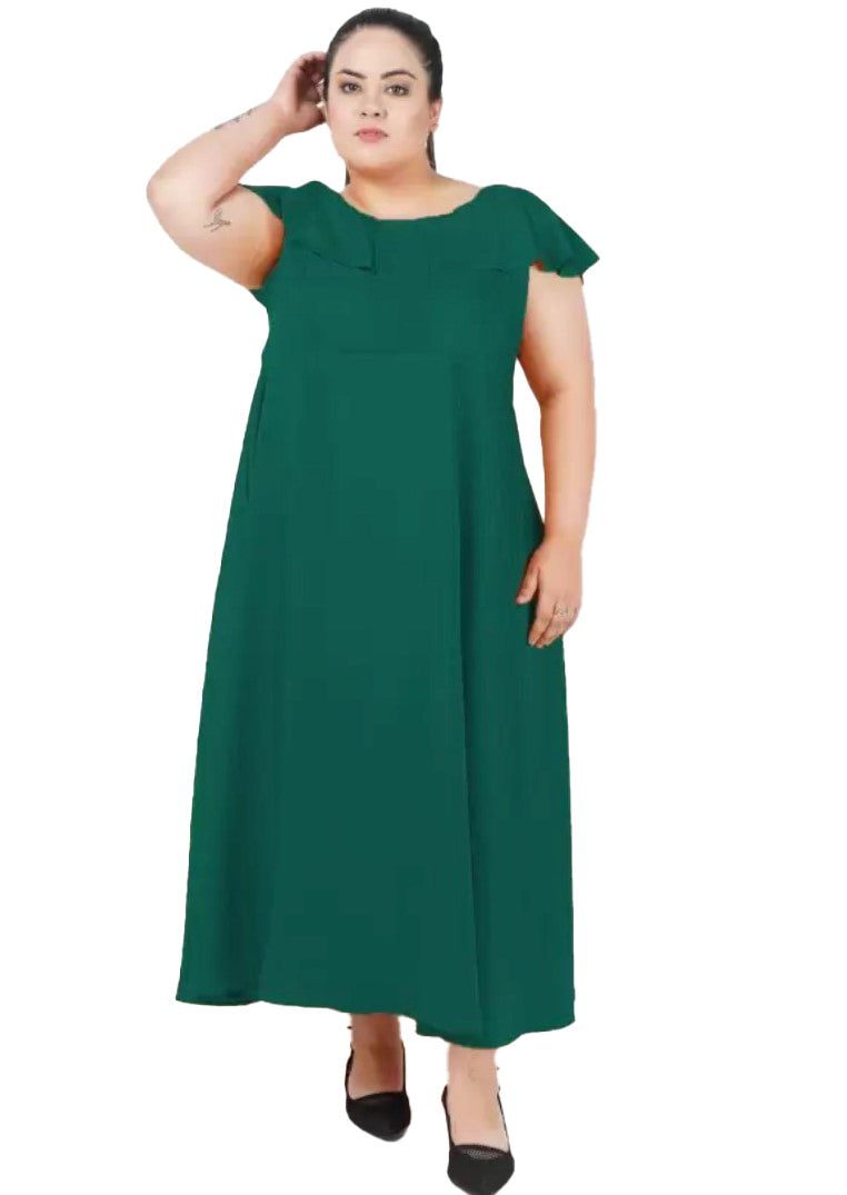 Women's Fit And Flare Green Dress (Color:Green, Material:Polyester) - GillKart