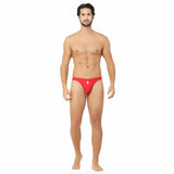 Men's Cotton Spandex Brief Thong Front Open Hole Notch Underwear (Red) - GillKart