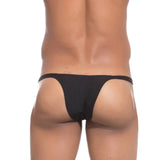 Men's Cotton Spandex Handsome Hunk Thong Brief Underwear (Black) - GillKart