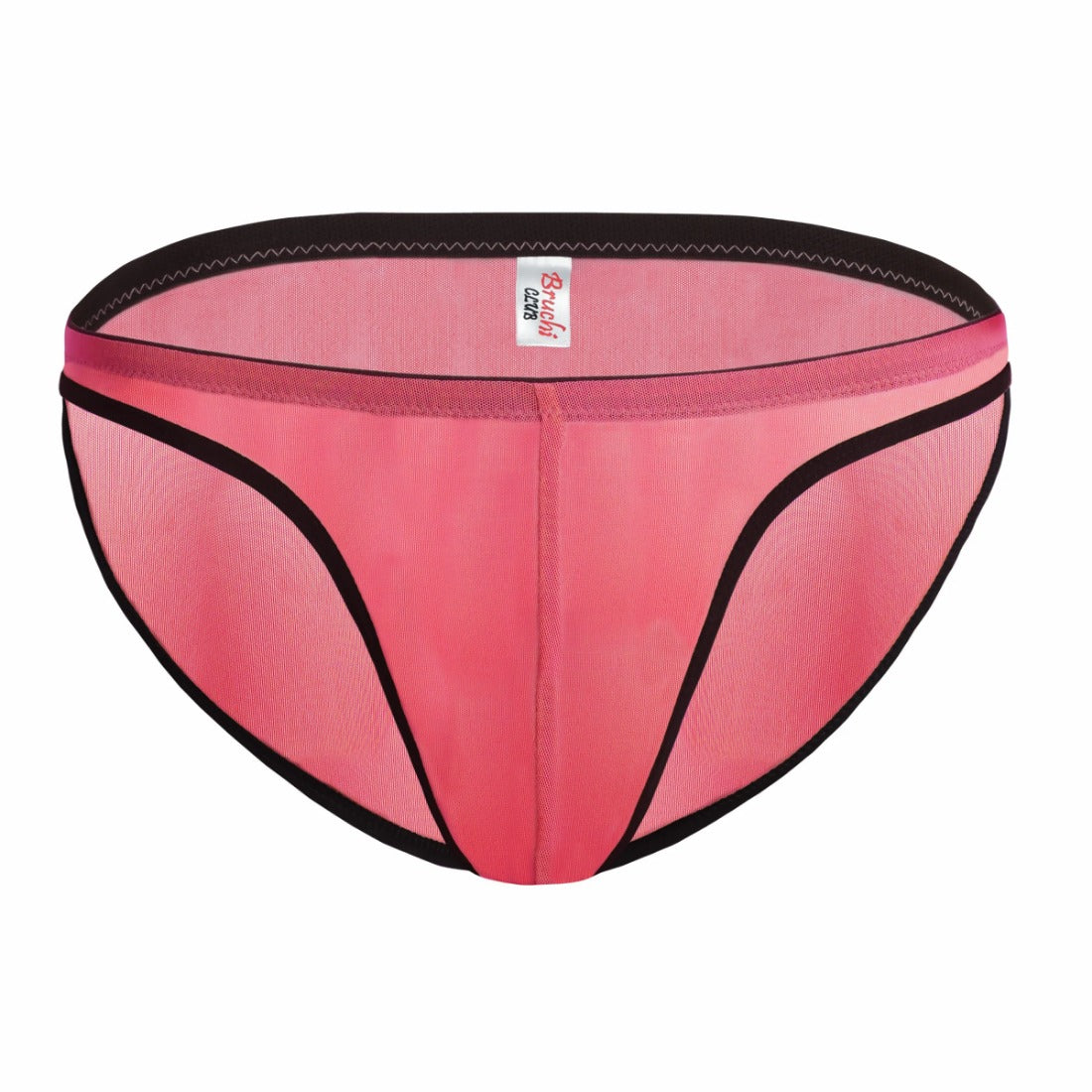Men's Mesh Power Net Transparent Sexy Brief Underwear (Coral) - GillKart