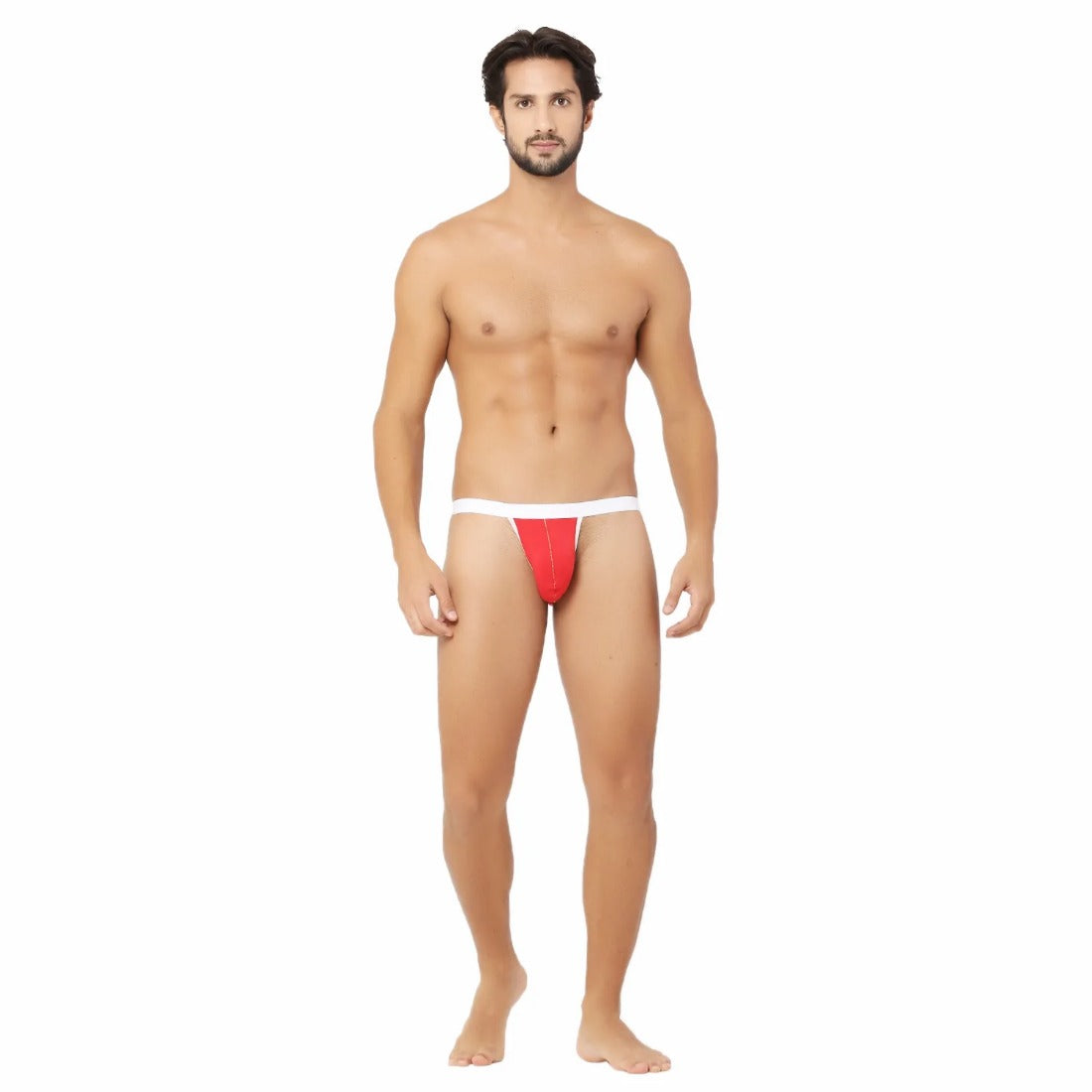 Men's Cotton Spandex Sexy Underwear (Red And White) - GillKart