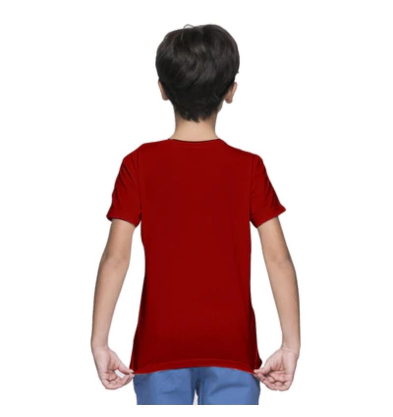 Boys Cotton Plain Half Sleeve TShirt (Maroon) - GillKart