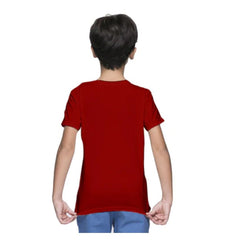 Boys Cotton Plain Half Sleeve TShirt (Maroon) - GillKart