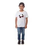 Girls Cotton Panda Glass Half Sleeve TShirt (White) - GillKart