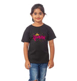 Girls Cotton Princess Half Sleeve TShirt (Black) - GillKart