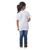 Girls Cotton Unicorn Face Half Sleeve TShirt (White) - GillKart