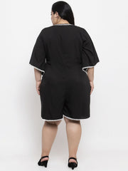 Women's Crepe Solid Knee Length Fit and Flare Dress (Black) - GillKart