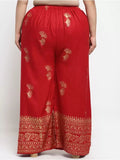 Women's Plus Size Relaxed Fit Viscose Rayon Palazzo Trousers (Red) - GillKart