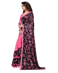 Women's Lycra Blend Saree with Blouse (Pink, 5-6 Mtrs) - GillKart