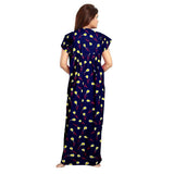 Women's Cotton Printed Maxi Nighty (Purple) - GillKart