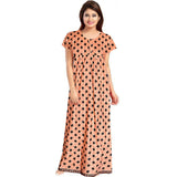 Women's Cotton Printed Maxi Nighty (Peach) - GillKart