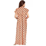 Women's Cotton Printed Maxi Nighty (Peach) - GillKart