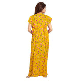 Women's Cotton Printed Maxi Nighty (Yellow) - GillKart