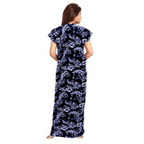 Women's Cotton Printed Maxi Nighty (Blue) - GillKart