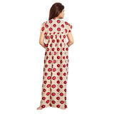 Women's Cotton Printed Maxi Nighty (Red) - GillKart