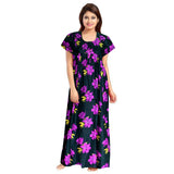 Women's Cotton Printed Maxi Nighty (Pink) - GillKart